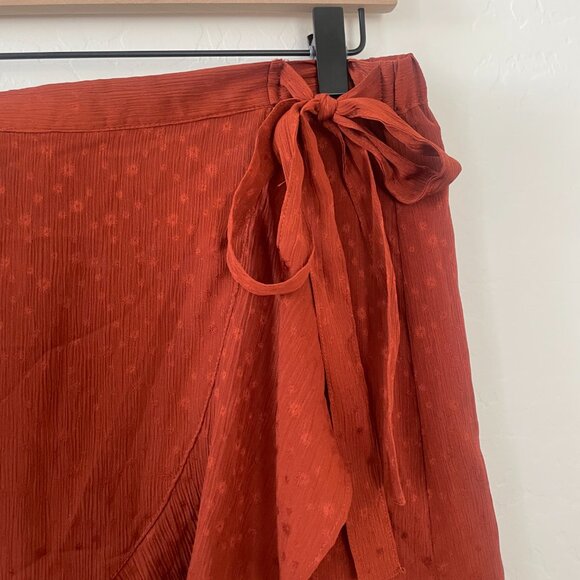 Ruffle Mini Wrap Tie Bow Hipster Hippie Artsy Boho Bohemian Dusty Party Skirt - Picture 4 of 5